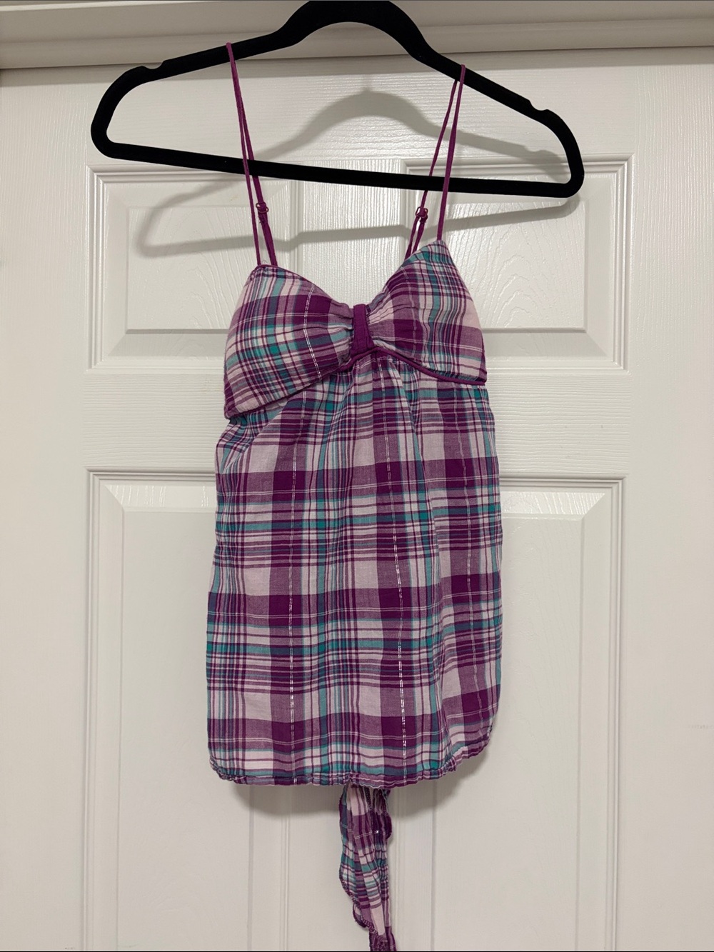 LEI Purple Plaid Adjustable Spaghetti Strap Camisole/ Tank Baby Doll Top